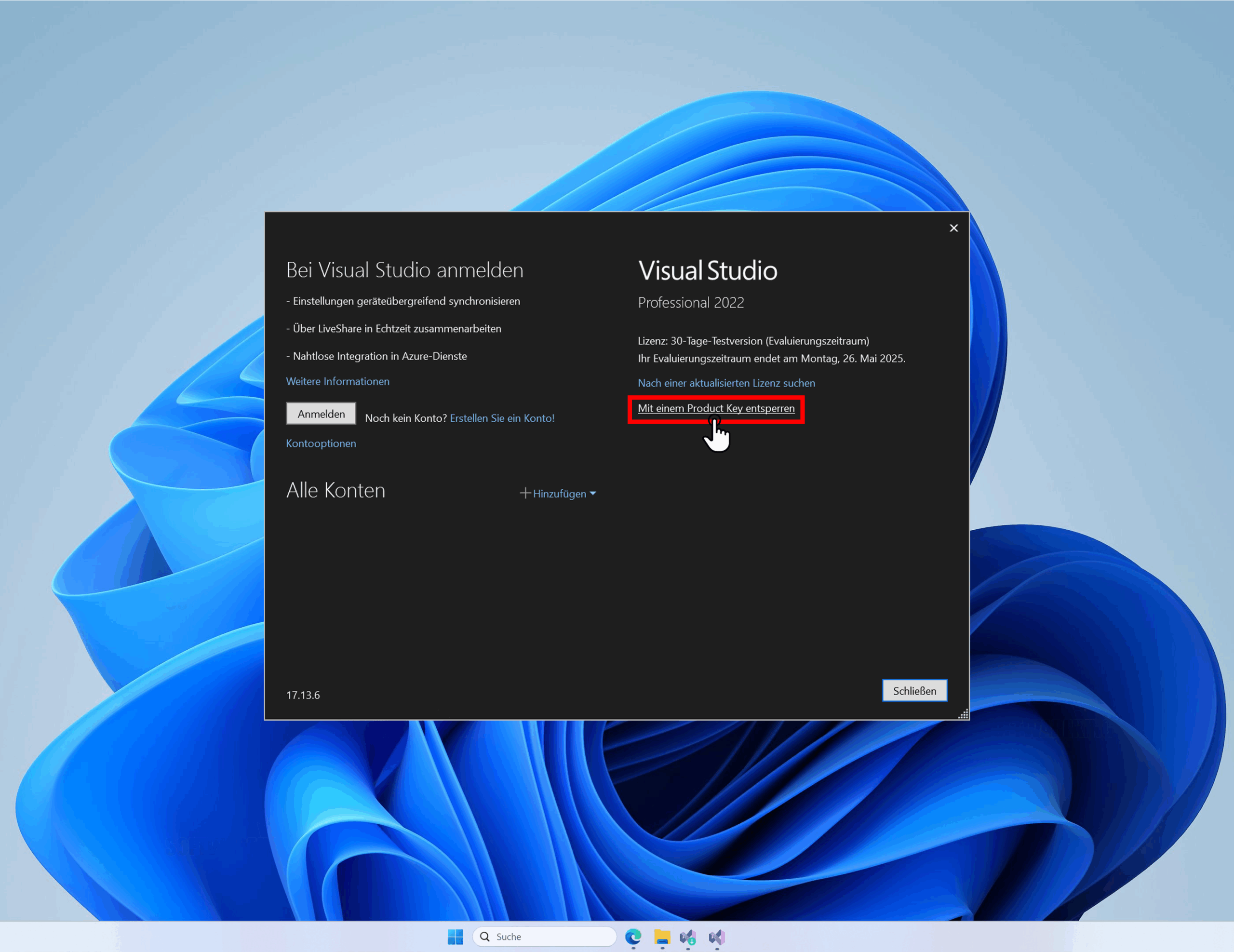 10 Klicken Sie jetzt auf Mit einem Product Key entsperren