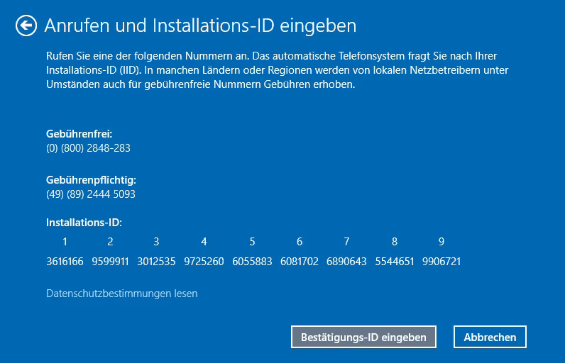 Windows 10 Telefonische Aktivierung 3