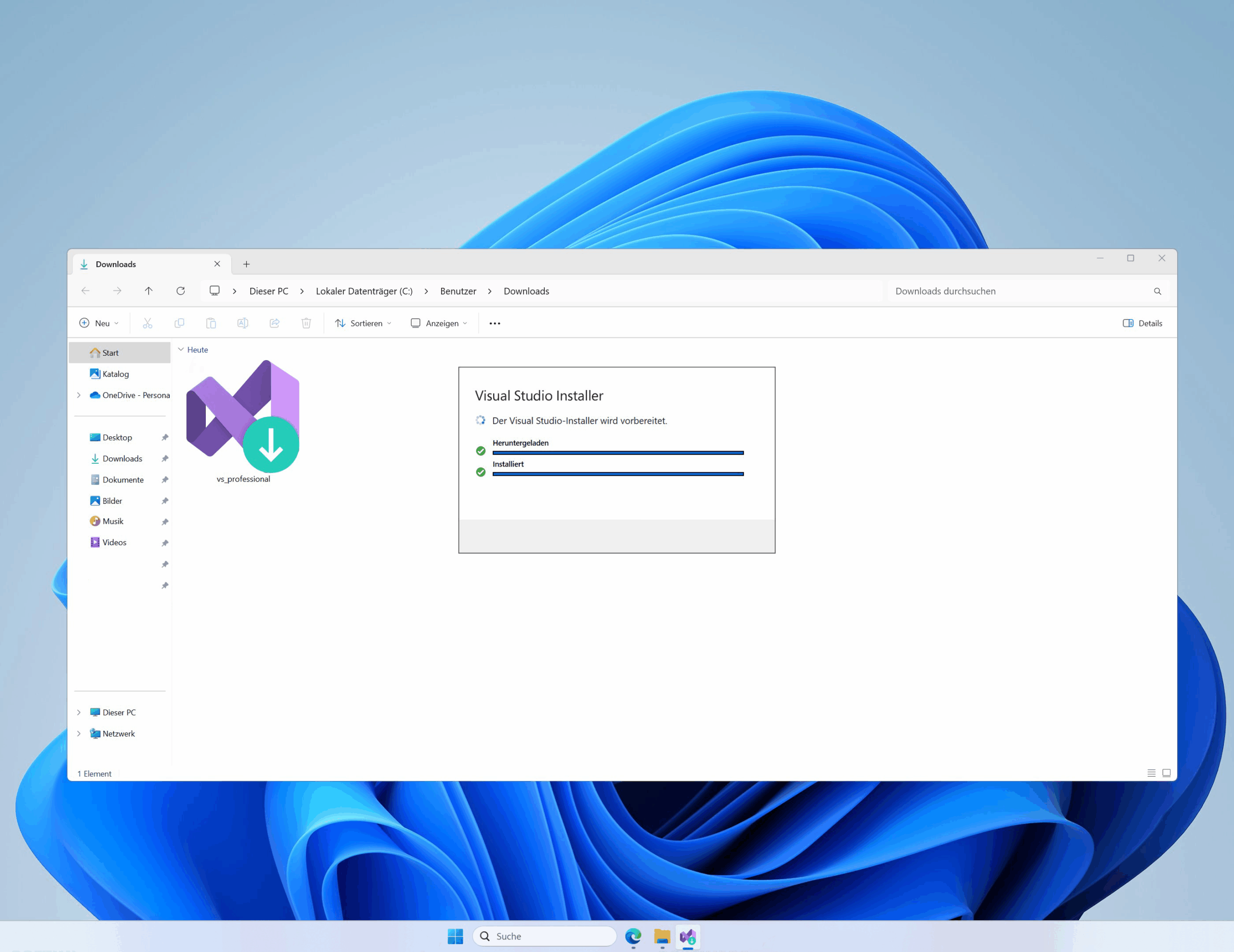 5 Der Download ist nun abgeschlossen, es werden nun Dateien einpackt und installiert.